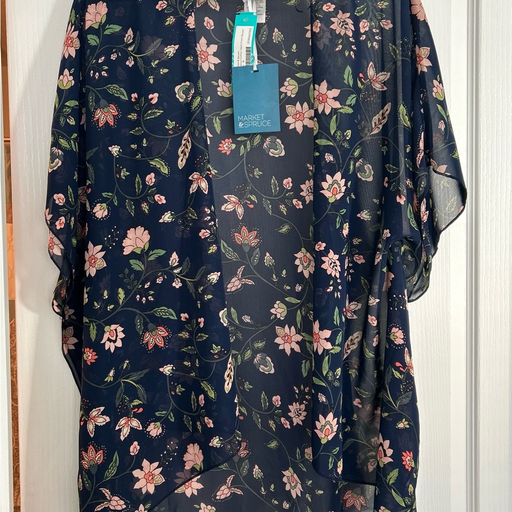 Navy Floral Kimono Cardigan